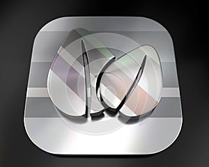 3d brushed metal leaf icon