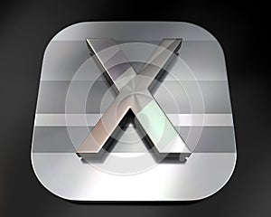 3d brushed metal X letter icon