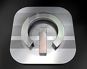 3d brushed metal power button icon