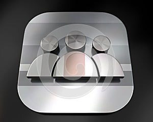 3d brushed metal social network characters icon