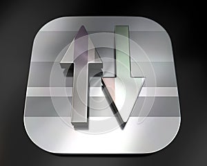 3d brushed metal upload download icon