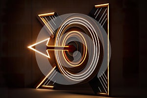 3D Bullseye arrow on sign. Target concept