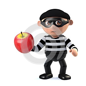 3d Burglar steals an apple