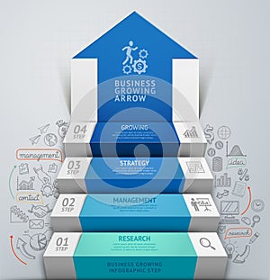 3d business arrow step staircase infographics.