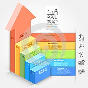 3d Business arrows staircase diagram template.