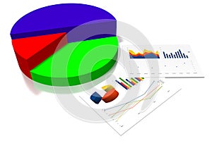 3D business chart illustration, white background