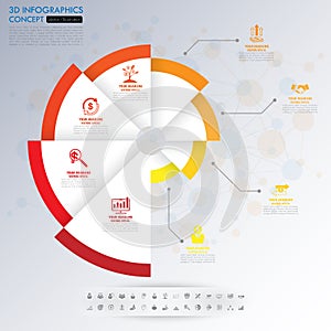 3d business concept timeline. Infograph template