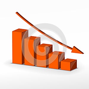 3D business decline graph. Vector