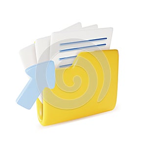 3d Business Folder Document File Plasticine Cartoon Style. Vector