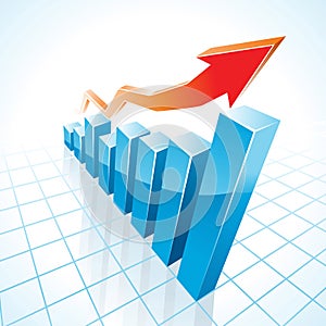 3d business growth bar graph