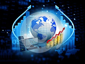 3d Business growth chart