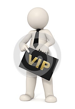 3d business man with VIP briefcase