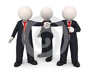 3d business people hands together united as team