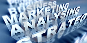 3d Business text table and analysing