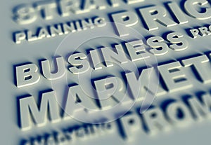 3d Business text table and business