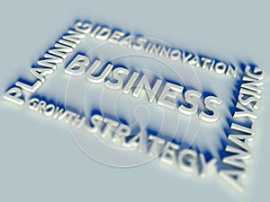 3d Business text table and keywords