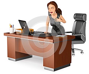 3D Business woman suffering a heart attack in her office