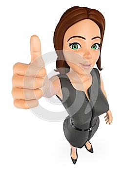 3D Business woman with thumb up