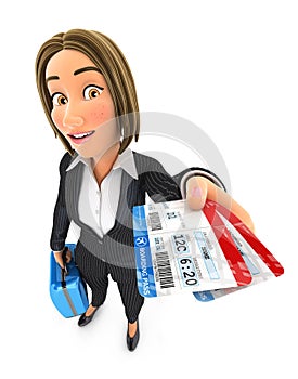 3d business woman traveling for business