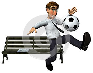 3d businessman and also footballer playing