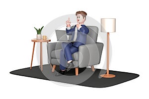 3d businessman and businesswoman executive wearing suit pose sitting with laptop thinking about idea