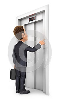 3d businessman calling the elevator