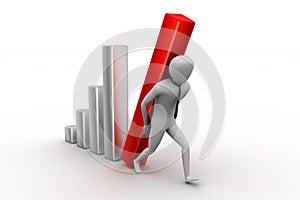 3d businessman carrying the big column of the diagram