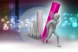 3d businessman carrying the big column of the diagram