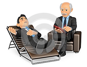 3D Businessman consulting the psychologist
