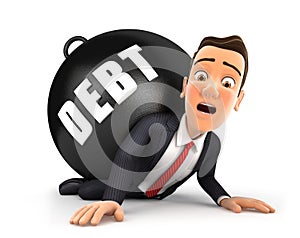 3d businessman crushing debt
