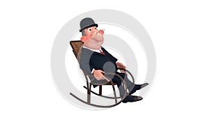 The 3D businessman has a rest in a chair.