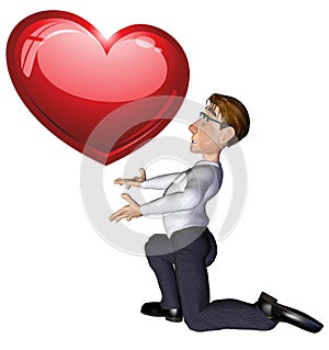 3d businessman heart