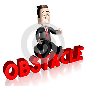3D businessman jumping ove an obstacle