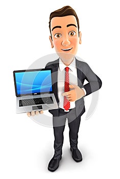 3d businessman laptop
