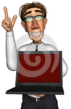 3d businessman laptop cartoon