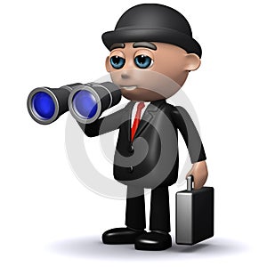 3d Businessman looking with binoculars