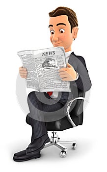 3d businessman reading a newspaper