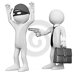 3D businessman robbing a robber
