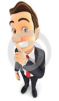 3d businessman silence gesture