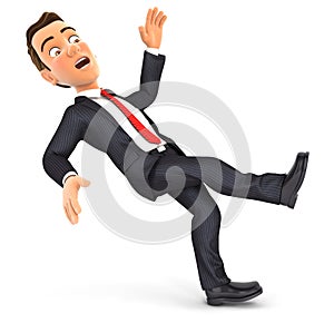 3d businessman slipping and falling