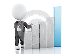 3d Businessman with statistic graph. Success concept.