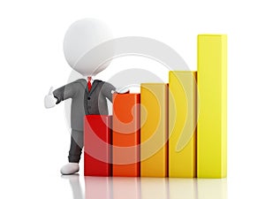 3d Businessman with statistic graph. Success concept.