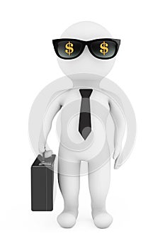 3d Businessman in Sunglasses with Dollar Sign. 3d Rendering