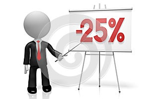 3D businessman - twentyfive percent off