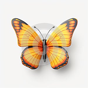 3d Butterfly Cartoon Icon With Clay Material On White Background