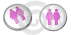 3D Button Female Couple Pictogram