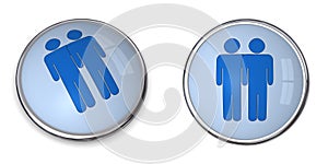 3D Button Male Couple Pictogram