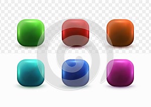 3d buttons set for social media icon template on white tranparent background