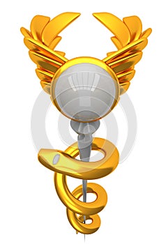 3D Caduceus Medical Symbol