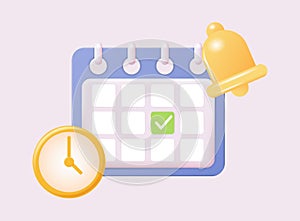 3d calendar icon. Daily schedule planner. Calendar events plan, work planning concept. 3d cartoon simple vector